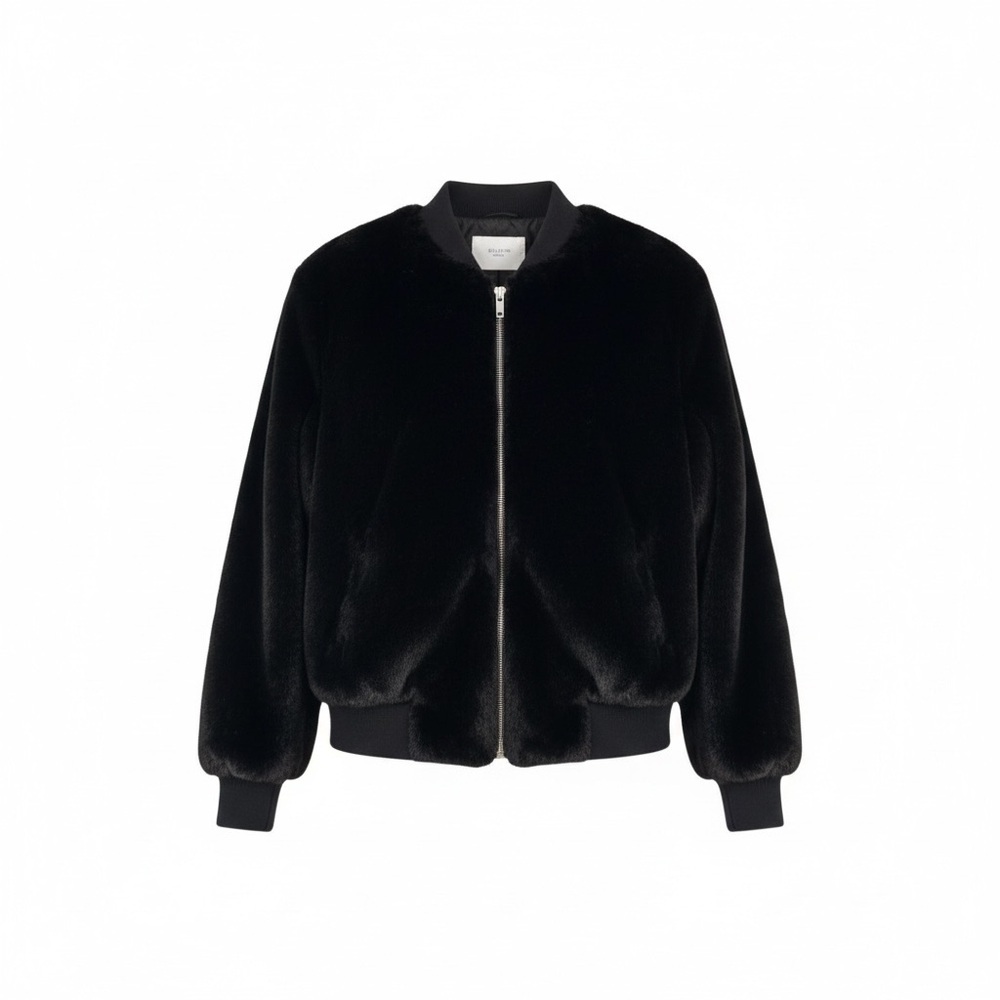 JUST Female Soft Black Faux Fur Bomber Woman’s Size XS - Picture 4 of 8